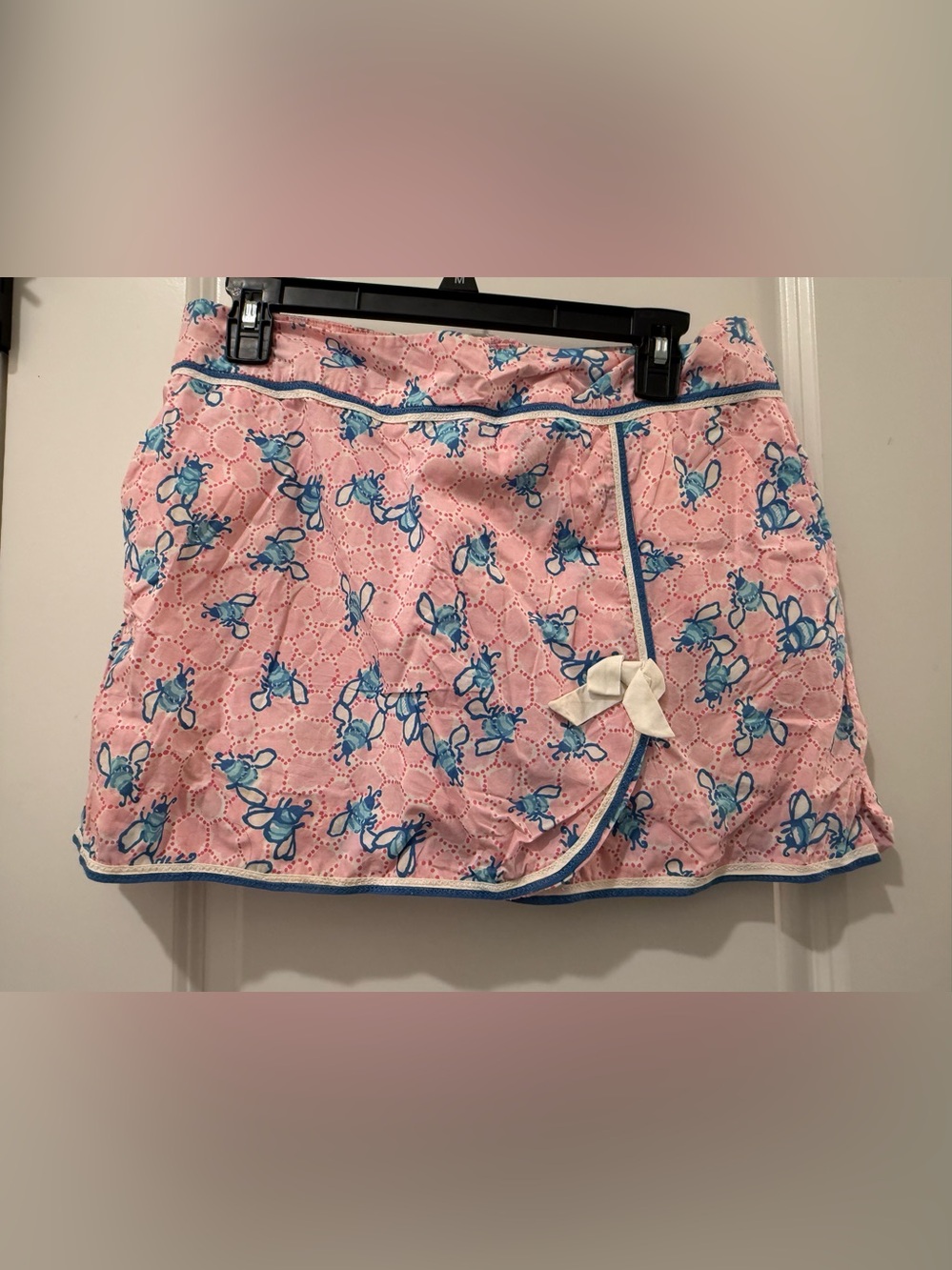 Lilly Pulitzer Pink Mini Skirt with Blue Floral Trim